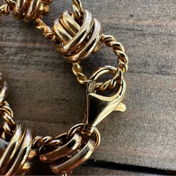 Vintage Gold Finish Sterling Silver Rope Link Bracelet - Picture 3 of 3